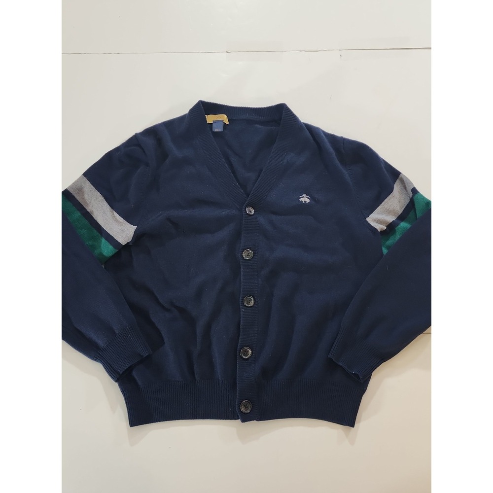 Vintage Brooks Brothers Golden Fleece Cardigan Navy Blue Varsity Striped Sz M